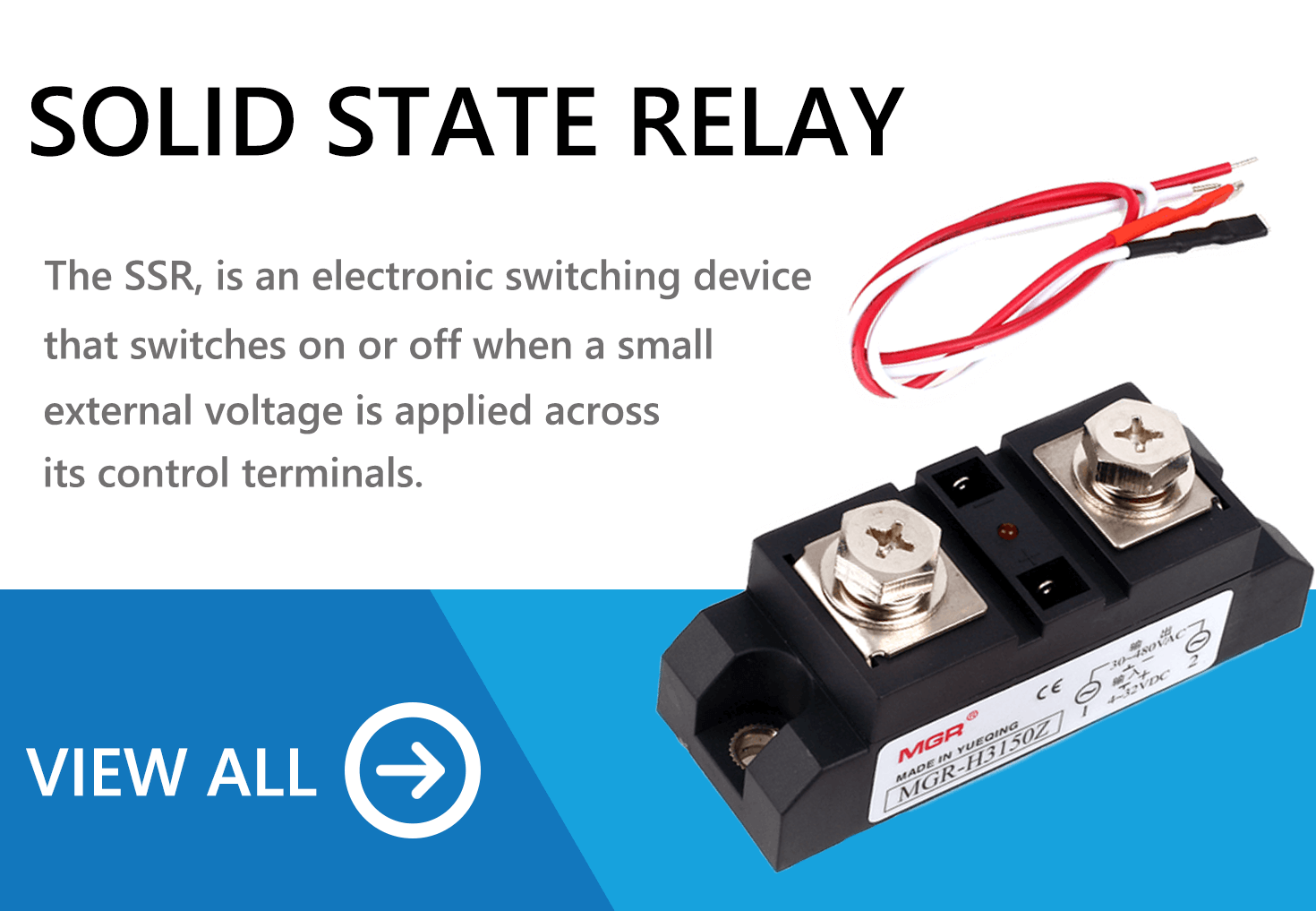 The details of Mager MGR industrial AC solid state relay. SSR circuit diagram, ssr relay switch product pdf, SSR voltage current phase parameter