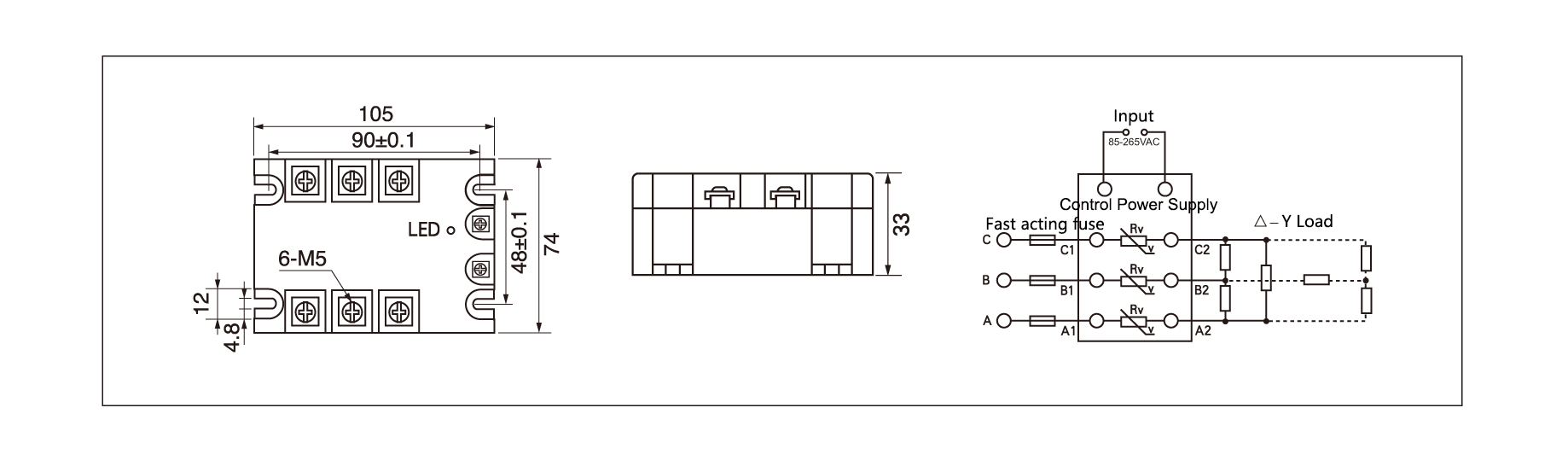 Dimension and circuit diagram - MGR 3 A120 series