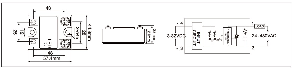 Dimension and circuit diagram - MGR 1D48 series