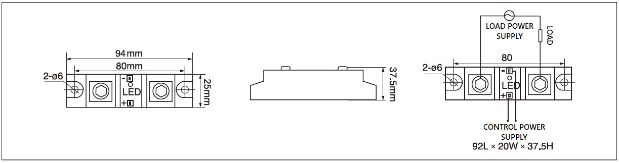 MGR-H 시리즈 패널 실장 솔리드 스테이트 릴레이 DC-AC Diagram