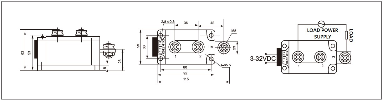 MGR-H 系列 面板固态继电器 DC-AC Ultra Large Current Diagram