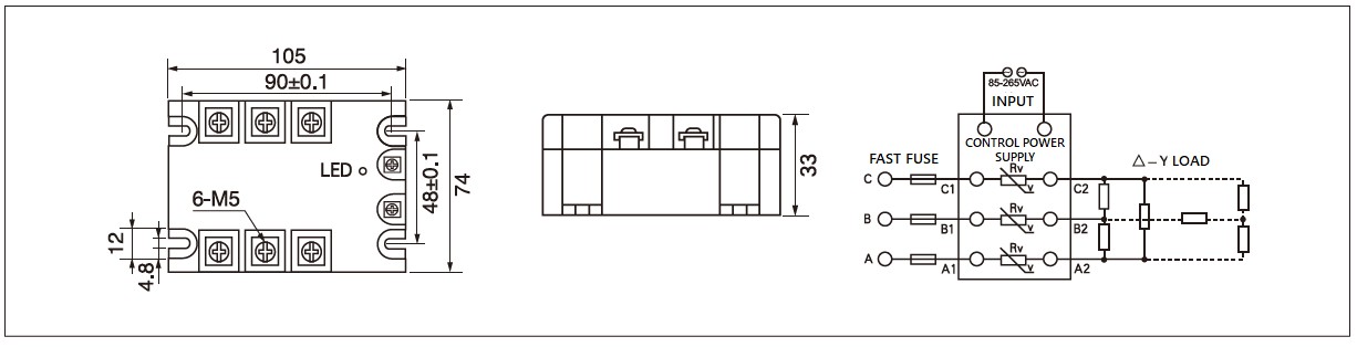 Dimension and circuit diagram - MGR 3 A38 series