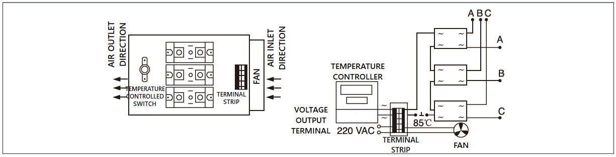 Dimension and circuit diagram - MGR AH3 (3) series