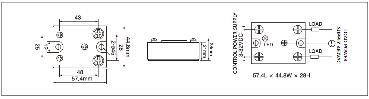 MGR-1KB 시리즈 패널 실장 솔리드 스테이트 릴레이 Diagram