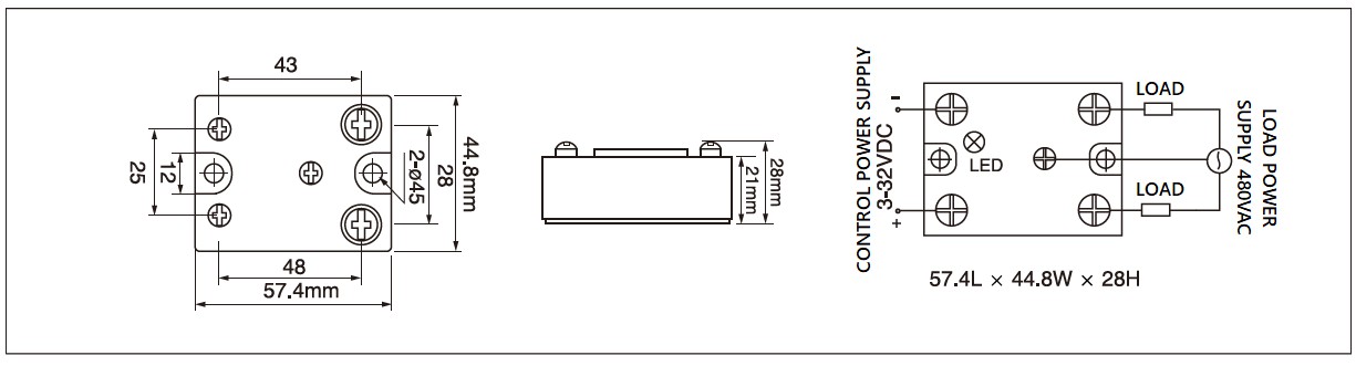 MGR-1KB 시리즈 패널 실장 솔리드 스테이트 릴레이 Diagram