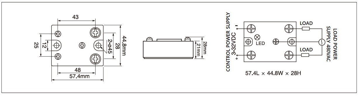 MGR-1KB 系列 面板固态继电器 Diagram