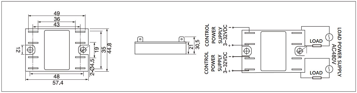 Dimension and circuit diagram - MGR 1D 2H series