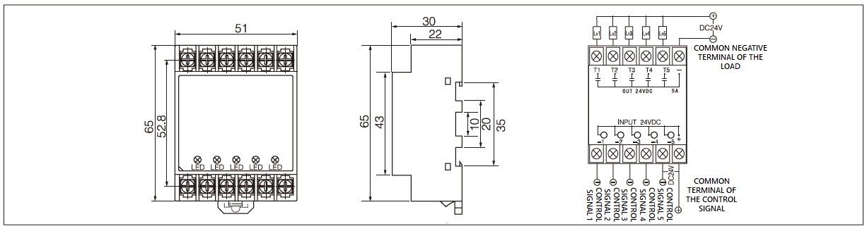 Dimension and circuit diagram - ST5 (DD) series