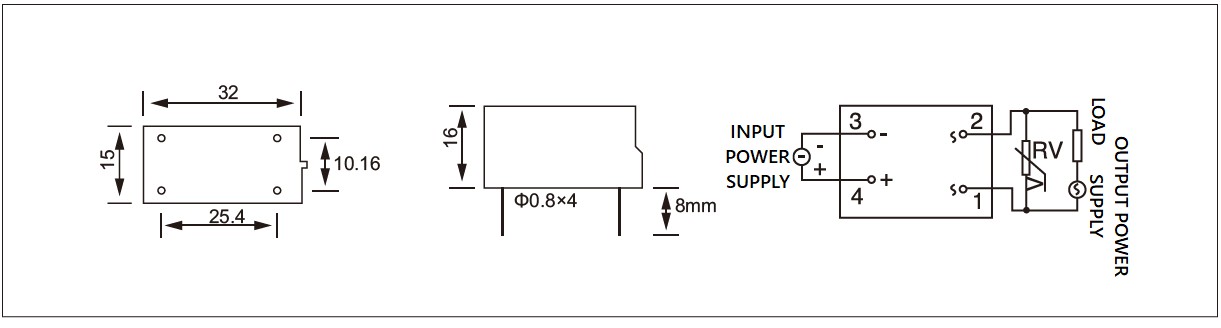 Dimensions,_circuit_wiring_diagram,_pcb_mount_solid_state_relay_schematic_of_mager_JGX_1F_pcb_mounting_AC_solid_state_relay│HUIMULTD