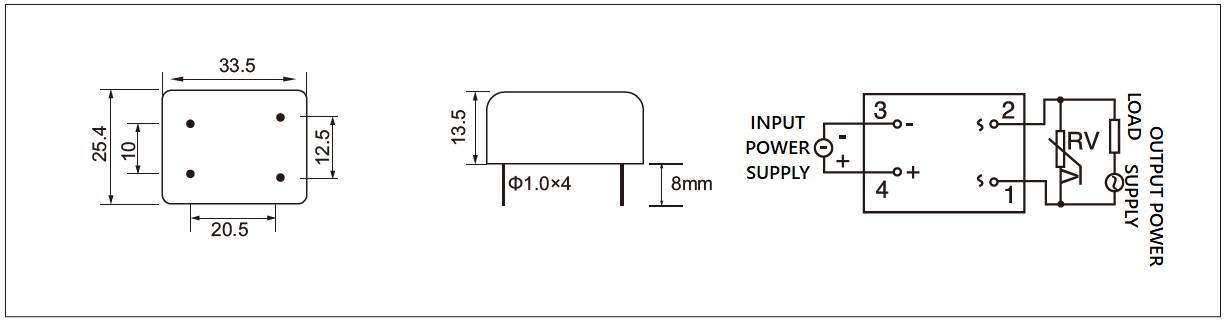 Dimensions,_circuit_wiring_diagram,_pcb_mount_solid_state_relay_schematic_of_mager_JGX_5F_pcb_mounting_AC_solid_state_relay│HUIMULTD