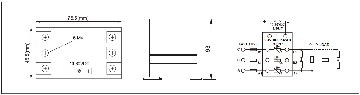 MGR-3X_D 시리즈 패널 실장 솔리드 스테이트 릴레이 Diagram