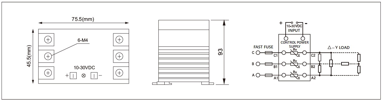 Dimension and circuit diagram - MGR 3X (D) series