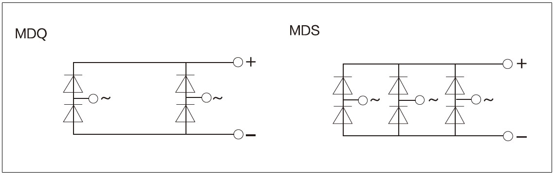 Circuit diagram - mager MDQ, MDS series single phase / three phase bridge rectifier module