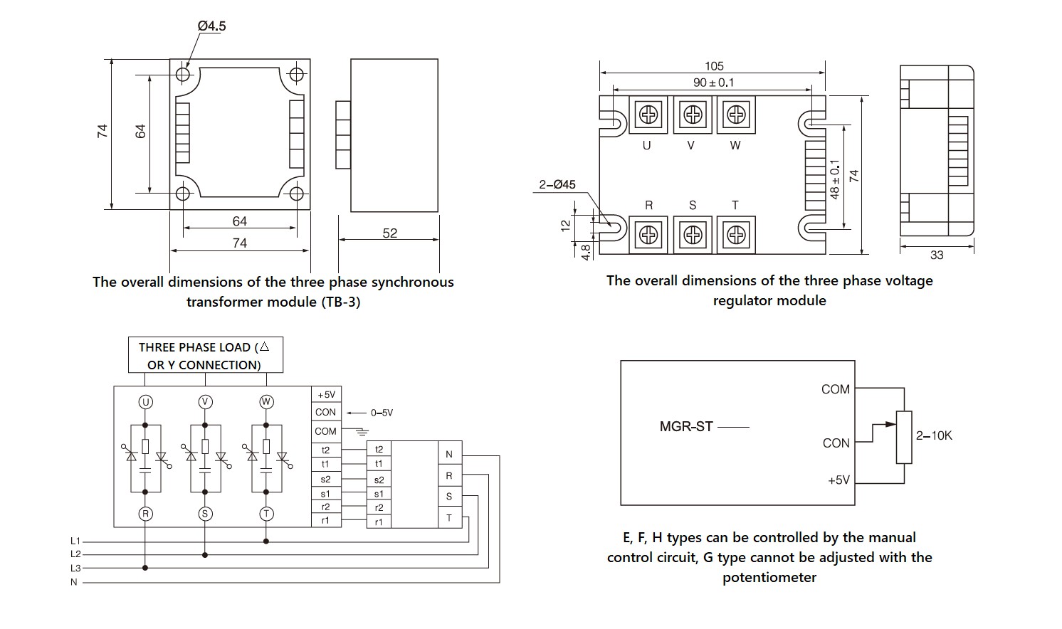 Dimensions, circuit wiring diagram, schematic diagram - MGR STY 380D40E