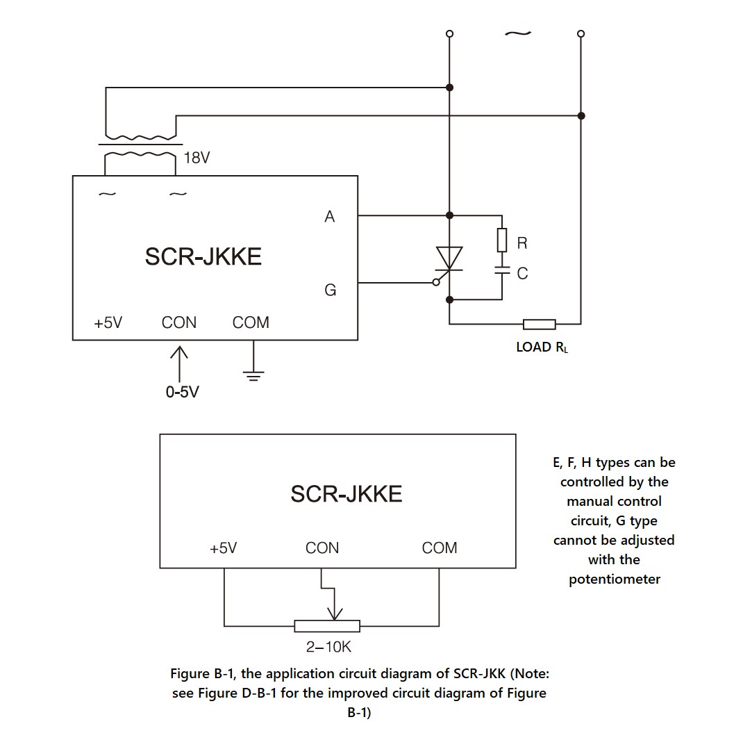 Wiring diagram - SCR JKK / TRIAC JKK series (thyristor module) (when resistive load)