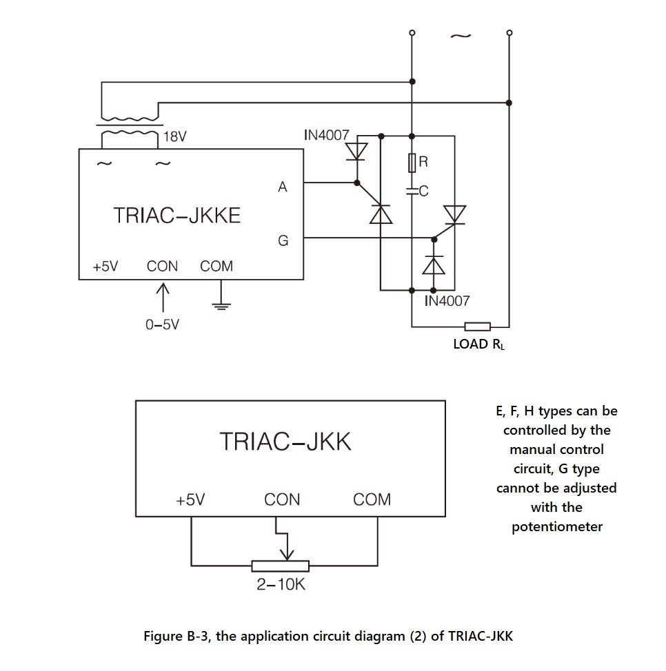 Wiring diagram - SCR JKK / TRIAC JKK series RC circuit and two sets of inverse-parallel connection SCR