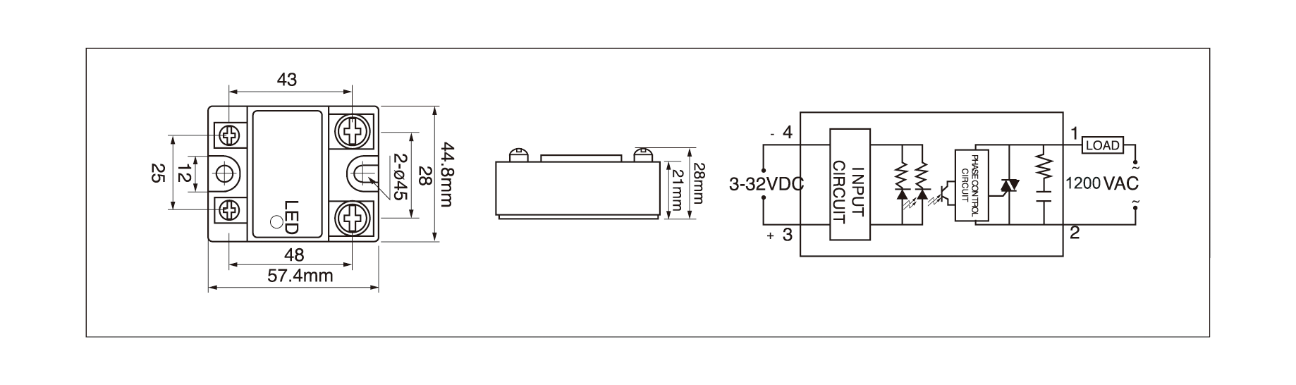 Dimension and circuit diagram - MGR 1D120 series
