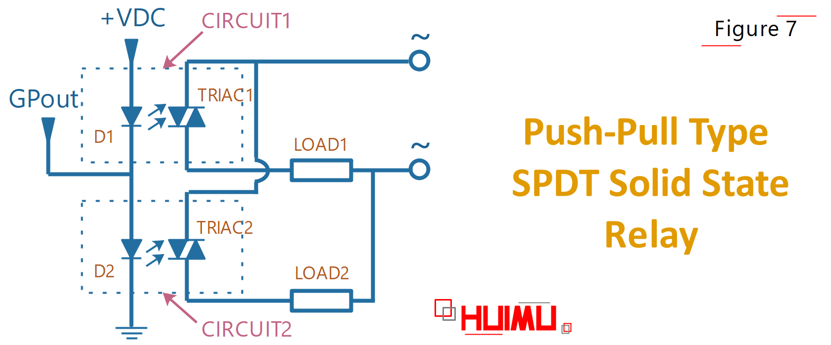 push-pull type SPDT solid state relay circuit diagram