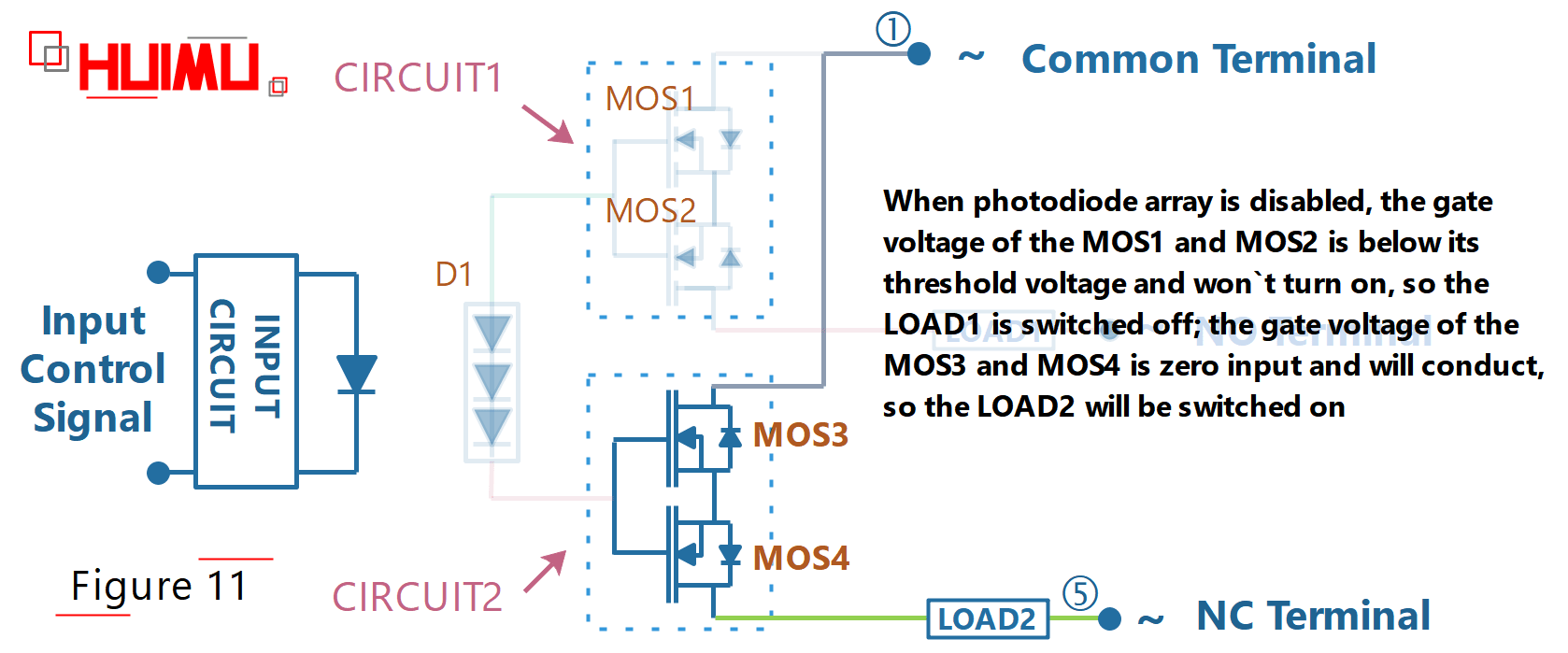 photodiode-array SPDT solid state relay circuit diagram, when the switch is turned off at AC power supply