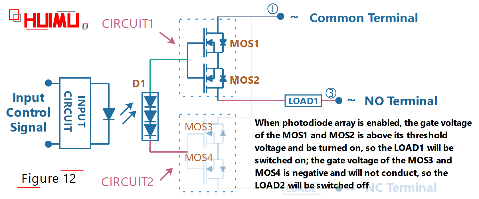 photodiode-array SPDT solid state relay circuit diagram, when the switch is turned on at AC power supply