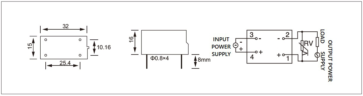 Dimensions,_circuit_wiring_diagram,_pcb_mount_solid_state_relay_schematic_of_mager_JGX_1FA_pcb_mounting_DC_solid_state_relay│HUIMULTD