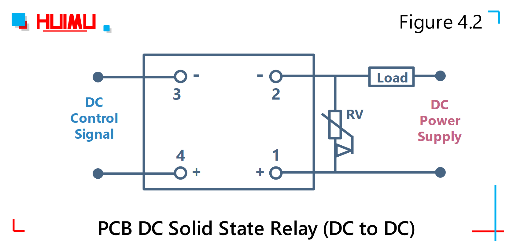 PCB DC solid state relay (DC to DC) wiring diagram and circuit diagram Type 2