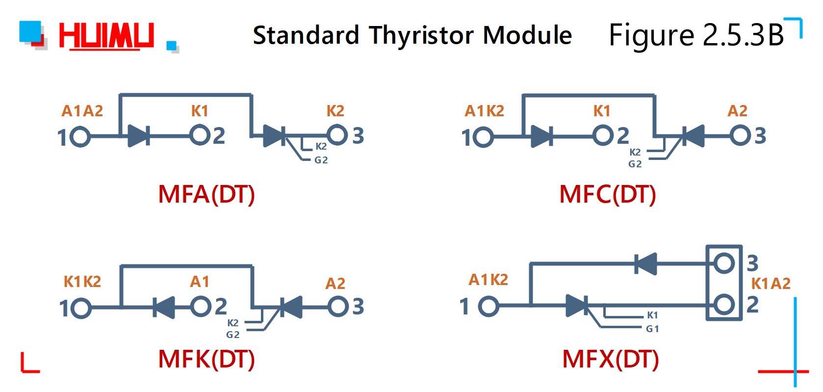 MGR mager MFx(DT) series standard thyristor-rectifier hybrid module citcuit wiring diagram Wiring diagram of MFx(DT)