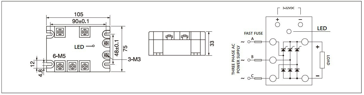 Dimension and circuit diagram - MGR 3 ZK120 series