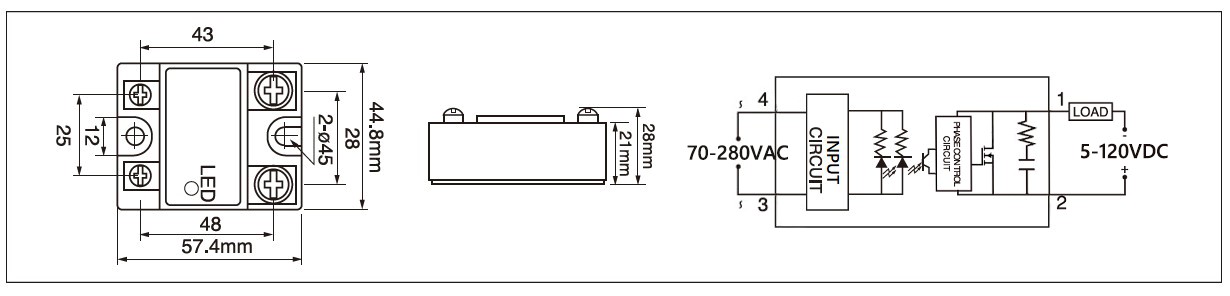 Dimension and circuit diagram - MGR 1AD12 series