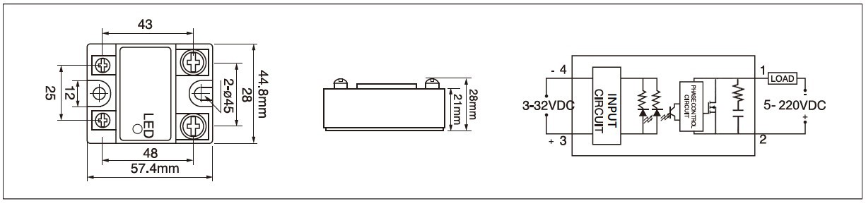 Dimension and circuit diagram - MGR 1DD220 series