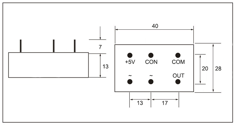 SSR-JKZK 시리즈, PCB 실장, 치수