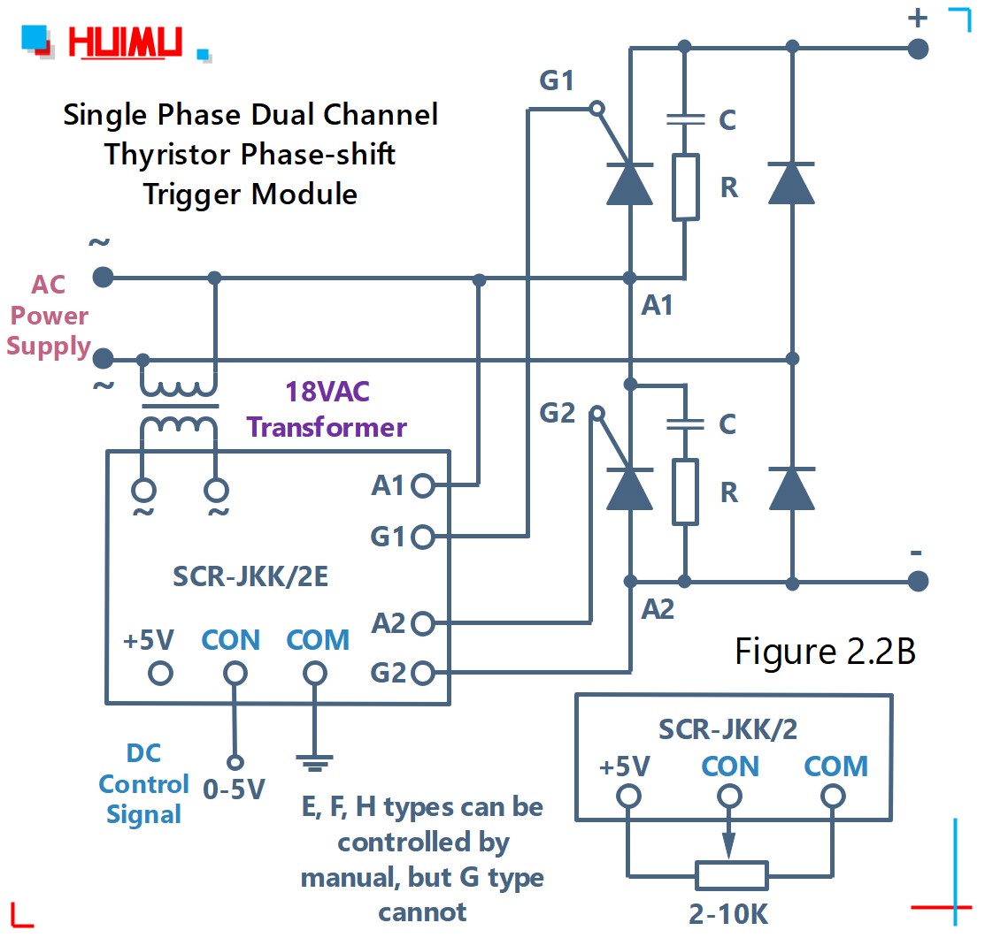 SCR-JKK/2 circuit wiring diagram 2 How to wire MGR mager single phase dual channel thyristor phase-shift trigger module (SCR-JKK/2)? More detail via www.@huimultd.com