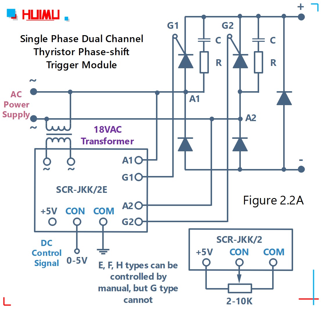 SCR-JKK/2 circuit wiring diagram 1│HUIMULTD How to wire MGR mager single phase dual channel thyristor phase-shift trigger module (SCR-JKK/2)? More detail via www.@huimultd.com