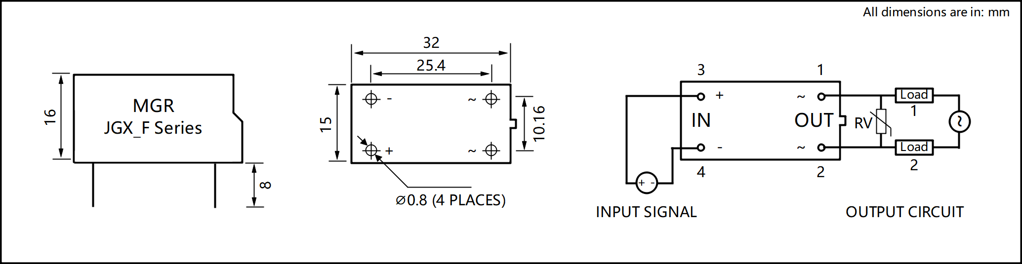 JGX_F 시리즈 플라스틱 하우징 PCB Mount Solid State Relay Circuit Wring Diagram