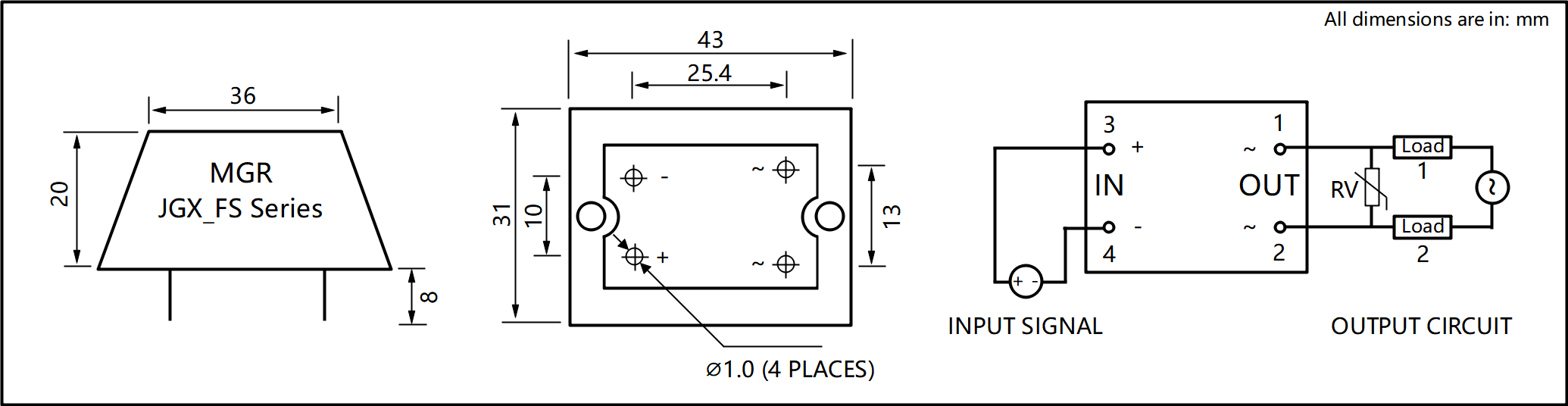 JGX_F 시리즈 Cast Aluminum-zinc Alloy Housing PCB Mount Solid State Relay Circuit Wring Diagram