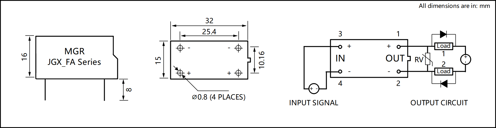 JGX_FA 시리즈 플라스틱 하우징 PCB Mount Solid State Relay Circuit Wring Diagram