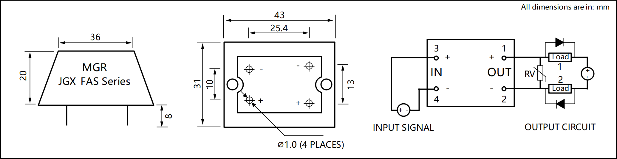 JGX_FA Series Cast Aluminum-zinc Alloy Housing PCB Mount Solid State Relay Circuit Wring Diagram