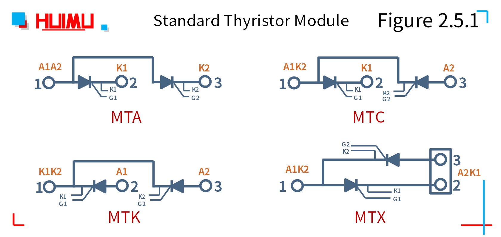 Wiring diagram of standard diode thyristor module